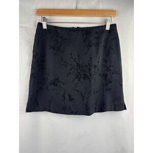 Vintage Exact Change Womens Black Floral Textured Mini Skirt Size 7 Made In USA
